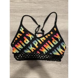 Victoria Secret PINK Sports Bra Womens XS Black Pink Strappy Adjustable